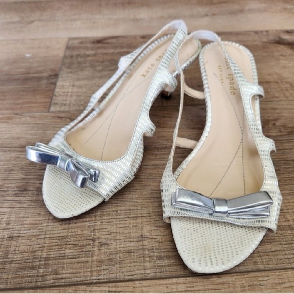 Kate Spade Cream and Silver Heels